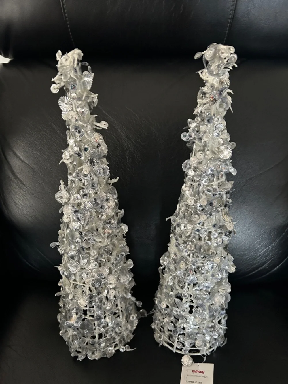 TJ-Maxx Set of Two Shimmering Silver Christmas Trees